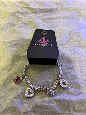 Paparazzi Courting Change Charm Bracelet Silver & Red